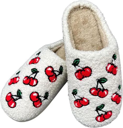 Women's Men's Strawberry Slippers Cute Fruit Home Slippers Winter Fuzzy Memory Foam Fluffy Warm House Shoes in Saudi Arabia