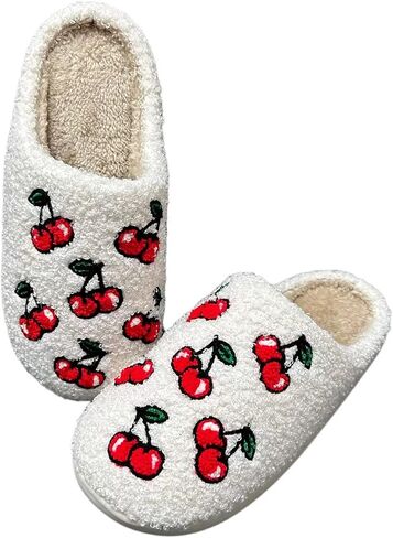 Women's Men's Strawberry Slippers Cute Fruit Home Slippers Winter Fuzzy Memory Foam Fluffy Warm House Shoes in Saudi Arabia