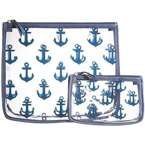 Clear Designer Zipper Insert (Set of 2) Travel Organizer Storage Pop In Original Bogg and Baby (Navy Anchor)