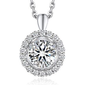 MomentWish Heart Necklace Gift for Women, Sparkling Gift for Her, 1Carat Moissanite Heart Pendent for Girls, 925 Sterling Silver Dance Necklace for Anniversary Mother's Day Valentines Gift