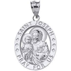 CaliRoseJewelry 14k Gold Saint Joseph Pray for Us قلادة سحرية بيضاوية