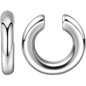 Preskiers Ear Cuffs for Women,Ear Cuff, Chunky Huggie Hoop Earrings,Cartilage Upper Non Piercing,14k Gold and Silver Set 4pcs