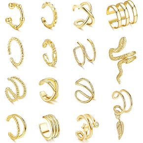 CASSIECA Women's Adjustable Non-Piercing Ear Cuffs Earrings Clip On Cartilage Helix Wrap Ear Jewelry Set in Kuwait