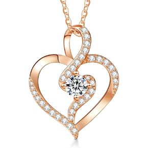 T400 Heart Necklace for Women 925 Sterling Silver Zirconia Necklace Jewelry Birthday Anniversary for Women
