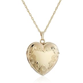 Amazon Collection Engraved Four-Picture Heart Locket, 20" in Saudi Arabia