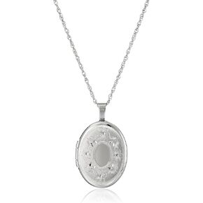 Amazon Collection Oval Hand Engraved Locket Necklace, 18" in Kuwait