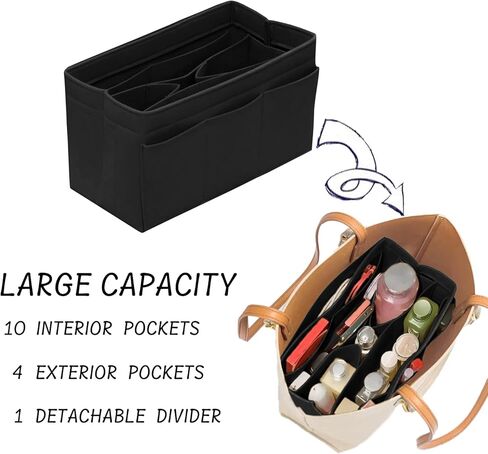 Purse Organizer Insert Felt Bag Organizer Handbag Organizer Insert Bag In Bag Organizer for Tote Purse Bag 14 Pockets Beige Small in Kuwait
