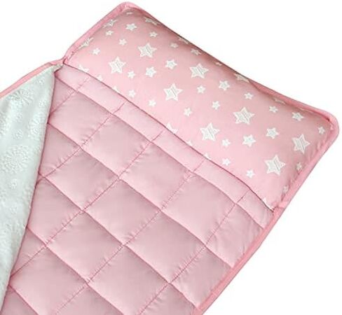 Moonsea Toddler Nap Mat with Removable Pillow and Fleece Minky Blanket Grey, Lightweight and Soft Fit for Toddlers Preschool, Daycare, Travel Sleeping Bag for Girls, 21" x 50" Fit on a Standard Cot in Saudi Arabia