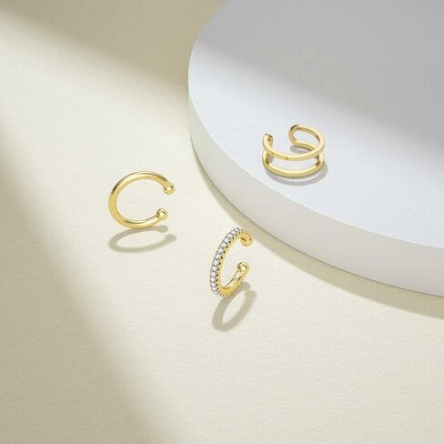 SEVENWELL 14K Gold Ear Cuff No Piercing Adjustable Cartilage Earrings 925 Sterling Silver Ear Clip Fake Earrings in Kuwait