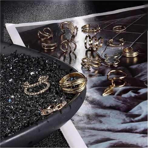 CASSIECA Women's Adjustable Non-Piercing Ear Cuffs Earrings Clip On Cartilage Helix Wrap Ear Jewelry Set in Kuwait