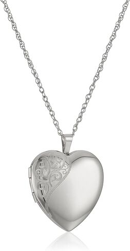 Amazon Collection 14k Gold-Filled or Silver Large Satin and Polished Finish Hand Engraved Heart Shaped Locket Necklace in Saudi Arabia