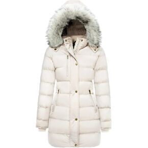 Ampake Women's Winter Warm Puffer Coat Parka Jacket with Faux Fur Removable Hood in Saudi Arabia