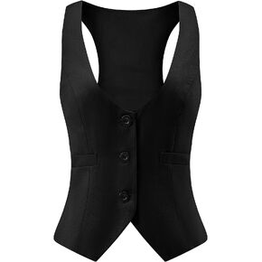V VOCNI Suit Vest for Women Waistcoat Vest Vintage Steampunk Dressy Casual Racerback Vest Jacket