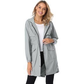 Arthas Women's Rain Jacket with Hood Lightweight Waterproof Rain Coats for Women Breathable Outdoor Long Trench Raincoat