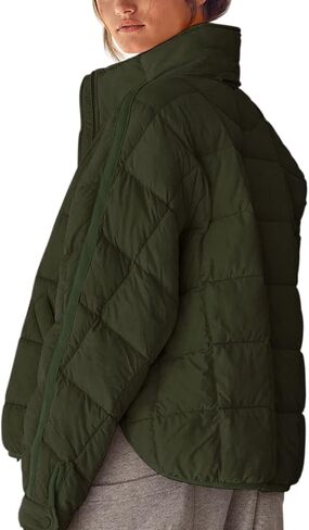 Aiopr Women's Oversized Lightweight Down Coat Long Sleeve Zip Packable Short Puffer Jackets in Kuwait