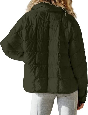 Aiopr Women's Oversized Lightweight Down Coat Long Sleeve Zip Packable Short Puffer Jackets in Kuwait