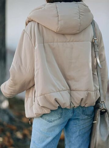 Dokotoo Womens 2023 Winter Full Zipper Hooded Puffer Jacket Short Coat with Pockets in Kuwait