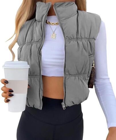 SySea Women's Crop Puffer Vest Winter Zip Up Lightweight Sleeveless Warm Outerwear Padded Coat in Saudi Arabia