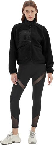 QIBABU Womens Fuzzy Fleece Jacket Long Sleeve Winter Short Coats Warm Button Down Sherpa Fleece Jackets Shacket in Saudi Arabia