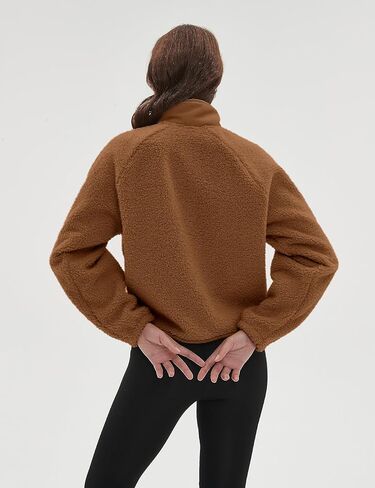 QIBABU Womens Fuzzy Fleece Jacket Long Sleeve Winter Short Coats Warm Button Down Sherpa Fleece Jackets Shacket in Kuwait