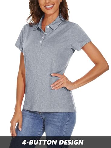 MAGCOMSEN Women's Polo Shirts 4-Button Collared Shirts Short Sleeve Quick Dry Golf Polos Lightweight Breathable in Kuwait