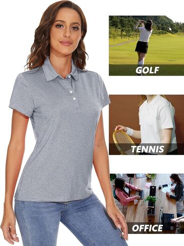 MAGCOMSEN Women's Polo Shirts 4-Button Collared Shirts Short Sleeve Quick Dry Golf Polos Lightweight Breathable in Kuwait