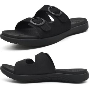 COFACE Womens Orthotic Slides Comfort Plantar Fasciitis Arch Support Slip on Flat Sandals Ladies Soft Cushion Fashion Yoga Mat Slippers With Adjustable Straps