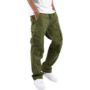 THWEI Mens Cargo Pants Casual Joggers Athletic Pants Cotton Loose Straight Sweatpants in Saudi Arabia