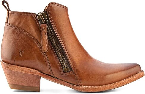 Frye Sacha Moto Short Booties for Women Featuring Dual Side-Zipper Closure with Goodyear Welt Construction, Leather Liner, and Leather Outsole – 1 ¾" Shaft Height in Saudi Arabia