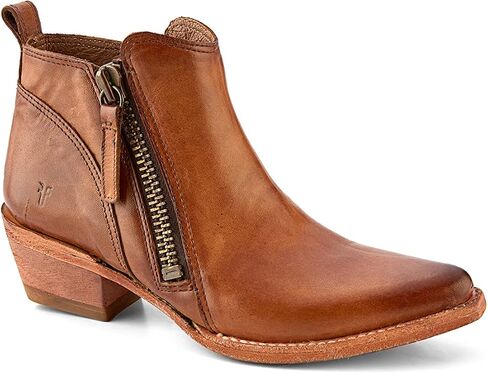 Frye Sacha Moto Short Booties for Women Featuring Dual Side-Zipper Closure with Goodyear Welt Construction, Leather Liner, and Leather Outsole – 1 ¾" Shaft Height in Saudi Arabia