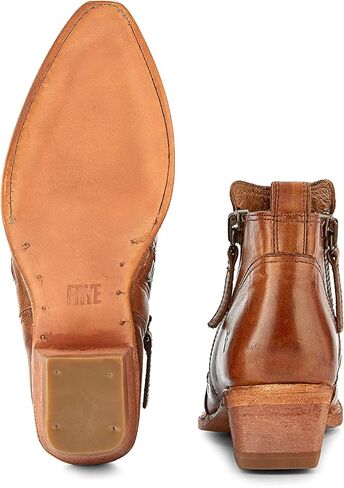 Frye Sacha Moto Short Booties for Women Featuring Dual Side-Zipper Closure with Goodyear Welt Construction, Leather Liner, and Leather Outsole – 1 ¾" Shaft Height in Saudi Arabia