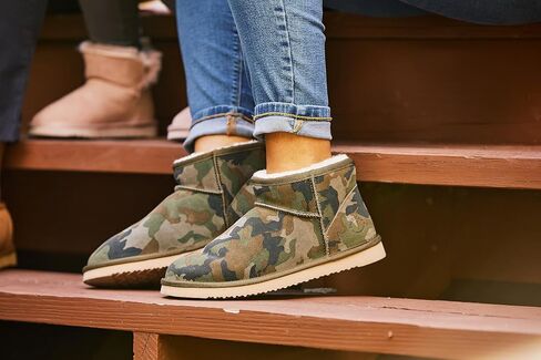 Fireside by Dearfoams Women's Riverland Genuine Shearling Fur Lined Mini Ankle Boot With Platform Slipper in Saudi Arabia