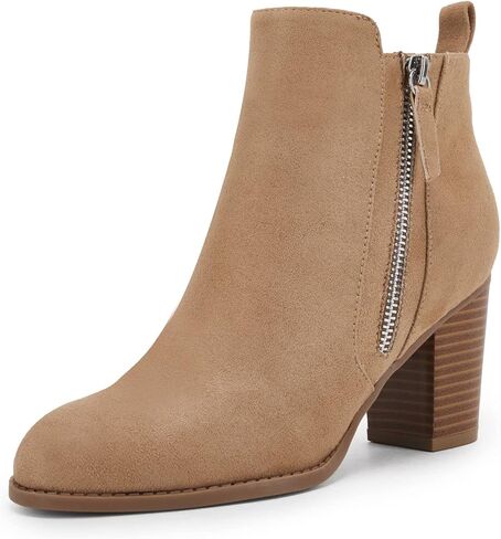 Ankle Boots for Women Chunky Block Heel Side Zipper Pointd Toe Suede Fall Winter Bootie Shoes in Saudi Arabia