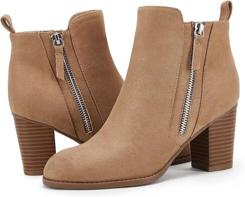 Ankle Boots for Women Chunky Block Heel Side Zipper Pointd Toe Suede Fall Winter Bootie Shoes in Saudi Arabia