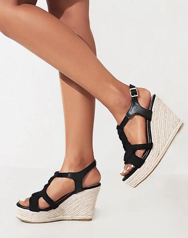 Women's Woven Espadrille Wedge Sandals Bohemian Braided Open Toe Summer Shoes with Adjustable Strap 3.9" Platform Heel for Wide Feet, Comfortable Walking in Saudi Arabia