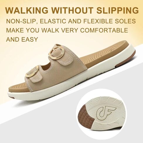 COFACE Womens Orthotic Slides Comfort Plantar Fasciitis Arch Support Slip on Flat Sandals Ladies Soft Cushion Fashion Yoga Mat Slippers With Adjustable Straps in Kuwait