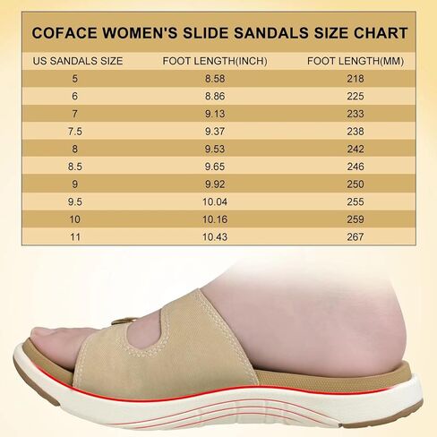 COFACE Womens Orthotic Slides Comfort Plantar Fasciitis Arch Support Slip on Flat Sandals Ladies Soft Cushion Fashion Yoga Mat Slippers With Adjustable Straps in Kuwait