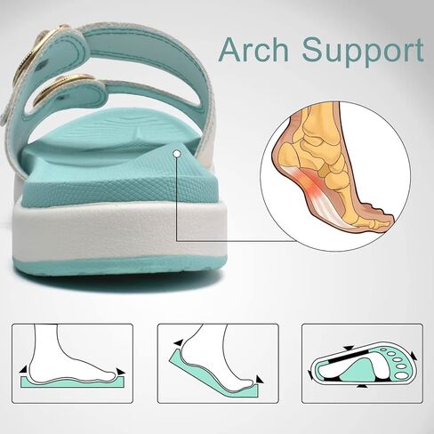 COFACE Womens Orthotic Slides Comfort Plantar Fasciitis Arch Support Slip on Flat Sandals Ladies Soft Cushion Fashion Yoga Mat Slippers With Adjustable Straps in Saudi Arabia