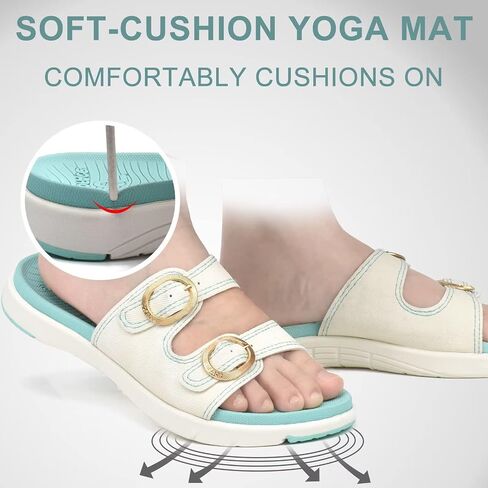 COFACE Womens Orthotic Slides Comfort Plantar Fasciitis Arch Support Slip on Flat Sandals Ladies Soft Cushion Fashion Yoga Mat Slippers With Adjustable Straps in Saudi Arabia