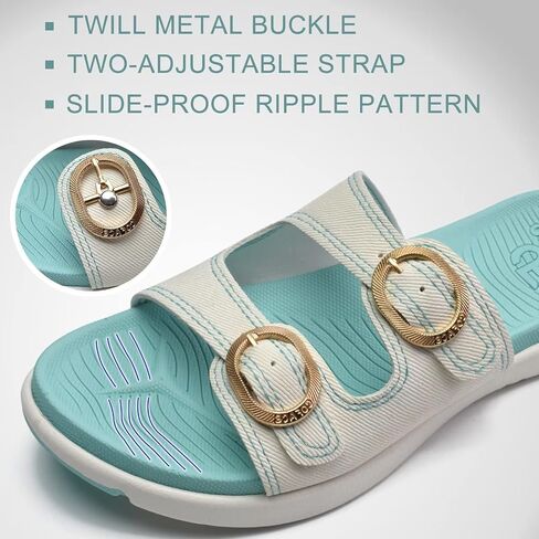 COFACE Womens Orthotic Slides Comfort Plantar Fasciitis Arch Support Slip on Flat Sandals Ladies Soft Cushion Fashion Yoga Mat Slippers With Adjustable Straps in Saudi Arabia