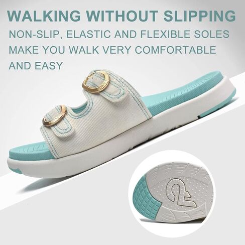 COFACE Womens Orthotic Slides Comfort Plantar Fasciitis Arch Support Slip on Flat Sandals Ladies Soft Cushion Fashion Yoga Mat Slippers With Adjustable Straps in Saudi Arabia