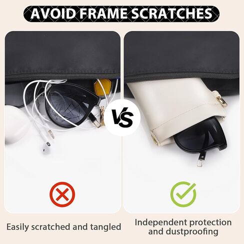 CHICECO Squeeze Top Sunglass Case-Portable Eyeglass Pouch with Adjustable Lanyard Soft Leather Glasses Case 2 Pack(1*Lanyard) in Saudi Arabia