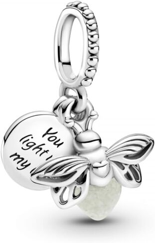 PANDORA Jewelry Glow-in-the-dark Firefly Dangle Charm - Necklace or Bracelet Charm for Women - Sterling Silver with Glow-in-the-Dark Glass in Saudi Arabia