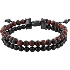 Stainless Steel Bead Beaded Double Strand Rolo Chain Adjustable Nylon Bolo Bracelet - 8-1/2"-12" in Saudi Arabia