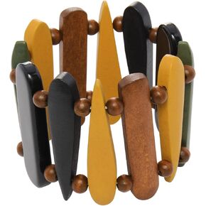Coiris Wooden Bracelet Shaped Teardrop Bangle Strand Bracelet for Women Men