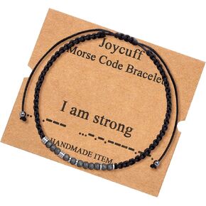 JoycuFF 𝗠𝗼𝗿𝘀𝗲 𝗖𝗼𝗱𝗲 𝗕𝗿𝗮𝗰𝗲𝗹𝗲𝘁𝘀 𝗳𝗼𝗿 𝗪𝗼𝗺𝗲𝗻 Birthday I Love You Bracelets Thanksgiving Day 𝗖𝗵𝗿𝗶𝘀𝘁𝗺𝗮𝘀 𝗚𝗶𝗳𝘁𝘀 Wrap Strand Bracelet