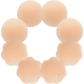 CHARMKING Nipple Covers 4 Pairs for Women, Reusable Adhesive Nipple Coverings, Invisible Pasties Silicone Cover