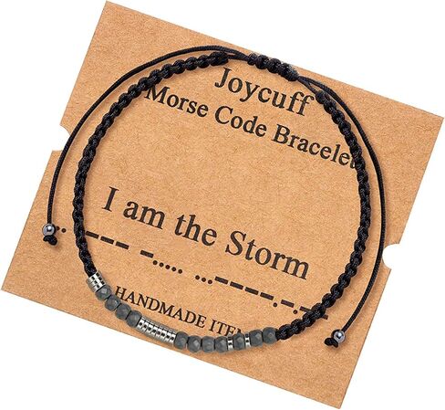 JoycuFF ملهمة مورس كود أساور للنساء الرجال هدايا عيد الميلاد لابنة أمي أبي أخت عمة الأولاد المجوهرات تشجيع قابل للتعديل مطرز التفاف سوار in Kuwait