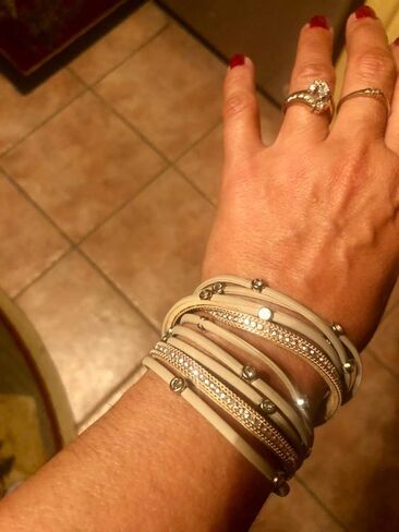 TASBERN Women Leather Wrap Bracelet Stud Beads Crystal Cuff Bracelets Jewelry for Ladies Girls in Saudi Arabia