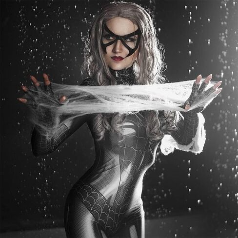 بدلة نسائية من Dafatpig على شكل عنكبوت بدلة الهالوين الخارقة للفتيات أزياء تنكرية بدلة Catsuit بدلة قفز من الجلد الصناعي in Kuwait
